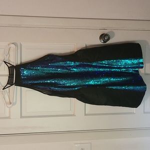 Satin and sequin sheer dress L